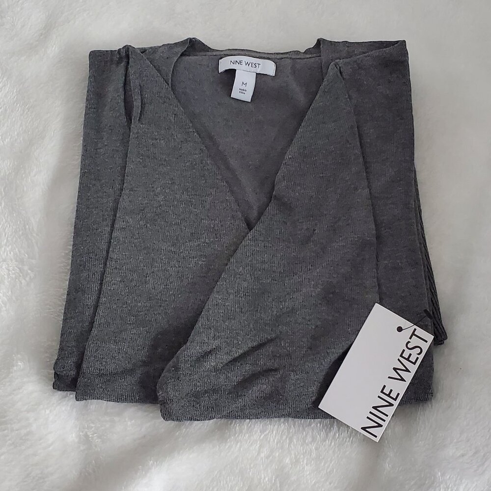 Brand New -Nine West Essential Cardigan Color: Coal Heather Gray-Size M - Picture 11 of 12